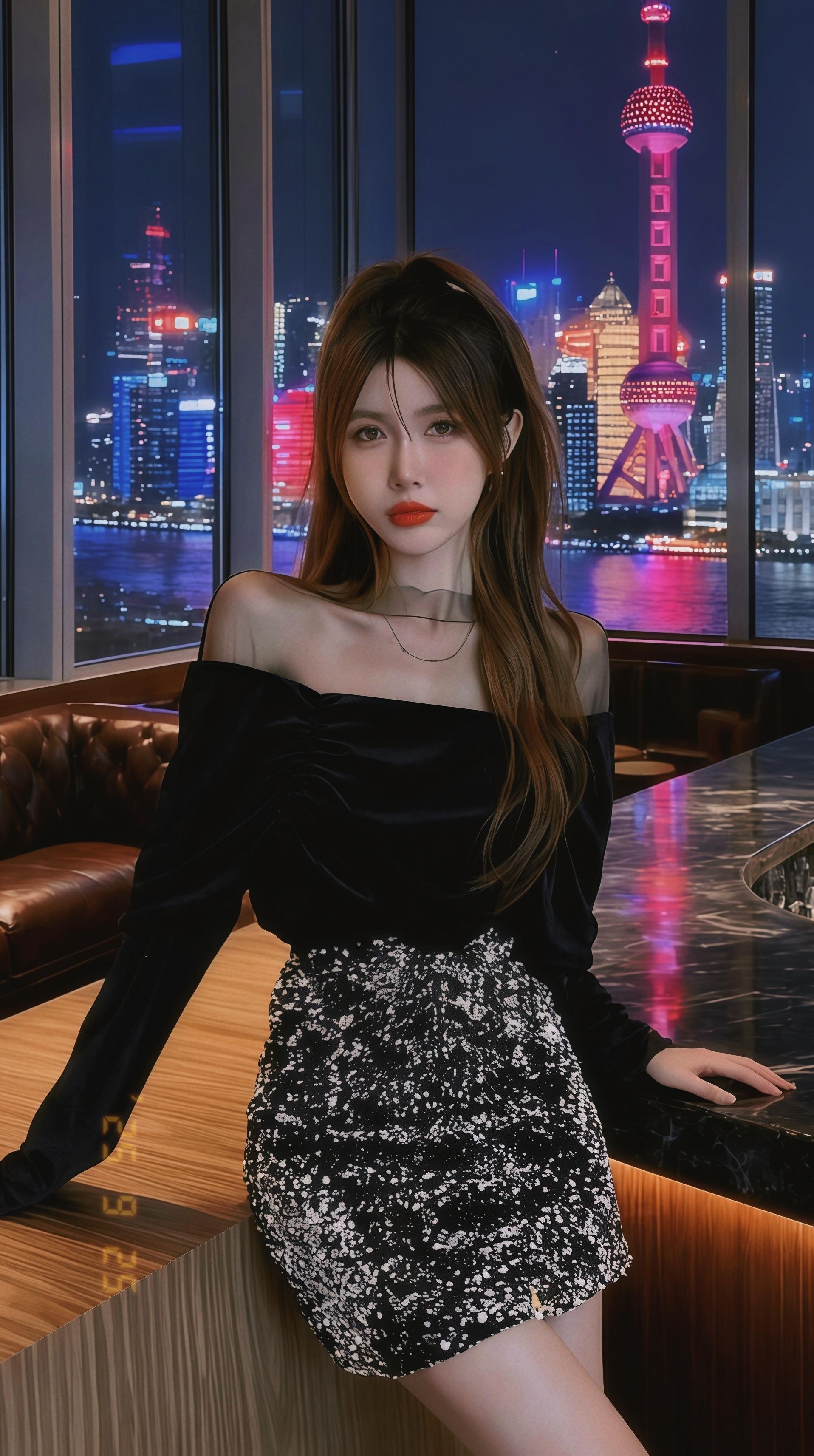 霓虹试衣间,林晚的指尖刚触到那套裙装,试衣间的暖光就像被施了魔法,瞬间裹住布料的每一寸肌理。 网纱一字肩顺着肩线往下垂,黑色的纱面薄得像晨雾,却偏偏在袖口缀了圈细碎的亮片,抬手时,亮片随着动作晃出星子似的光。高腰包臀裙更是掐得腰线利落,裙摆的亮片排布得极有章法,走两步,就像把一小片夜色揉碎在了裙角。 她对着镜子转了半圈,网纱轻轻蹭过手臂,亮片在镜前折射出细碎的光斑。手机在这时震动,闺蜜发来消息:“派对的灯光已经调好,就等你压轴。”林晚笑着打字,指尖划过裙摆的亮片——这哪里是一套衣服,分明是把今晚的霓虹和掌声,都提前穿在了身上。#辣妹穿搭 #黑色系穿搭 #名媛气质 #时髦穿搭 #拽姐穿搭