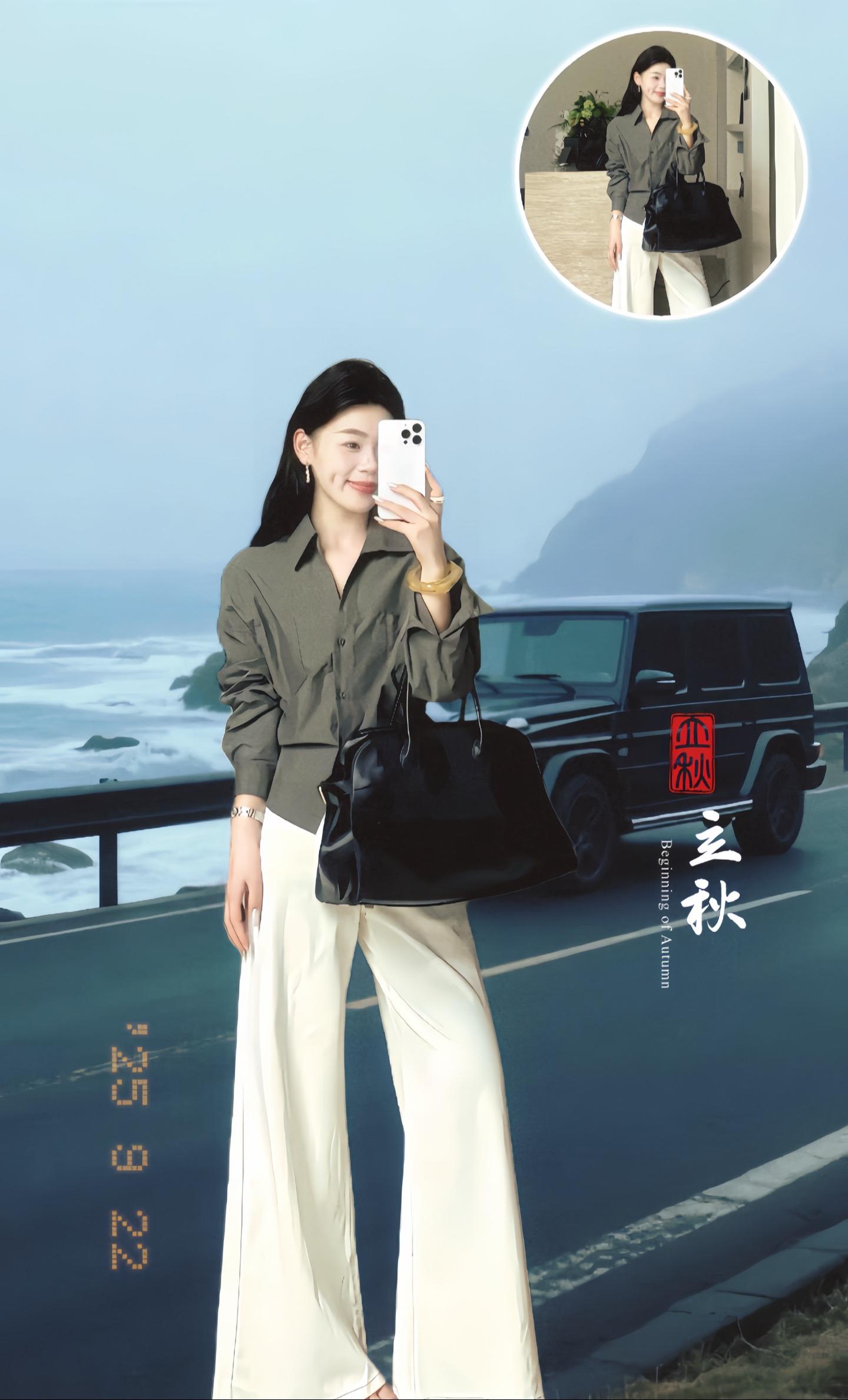 白衬衫与牛仔裤的午后~林夏攥着面试通知站在咖啡馆外,身上是新到的套装——法式V领衬衫的翻领利落,长袖垂坠着高级感,白色牛仔裤恰好收住腰腹,衬得她身形纤细。 推门时风铃轻响,面试官已在窗边等候。她指尖微颤坐下,衬衫领口的珍珠扣折射微光,牛仔裤的挺括让她坐姿不自觉端正。聊起项目经历,她渐渐放松,抬手时衬衫袖口露出精致的收褶,起身递简历,裤型勾勒出流畅的腿部线条。 离开时面试官笑着说:“你的着装和谈吐一样,让人觉得可靠。”林夏低头看了眼身上的套装,阳光透过玻璃落在白色布料上,像给她的自信镀了层温柔的光。#高级感穿搭 #简约穿搭 #慵懒风穿搭 #通勤搭配 #高级穿搭