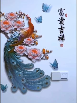 #客厅玄关空着的,可以贴这款孔雀贴画,自带背胶,贴在家里美观又吉祥#装饰画 #墙贴画 #装饰画 #玄关画@抖音小助手 @DOU+小助手 @巨量千川