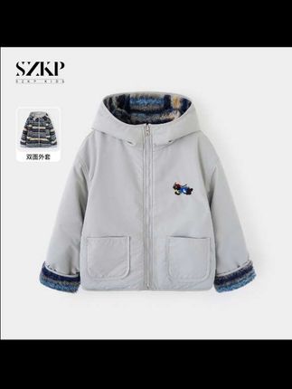 SZKP冬季新款女童保暖上衣中大童休闲儿童加厚双面外套#双面外套 #高品质童装 #加厚上衣 #冬季穿搭 #潮流保暖
