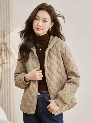 轻薄棉服秋冬女士新款外套#时尚连帽夹棉加厚棉衣好物推荐