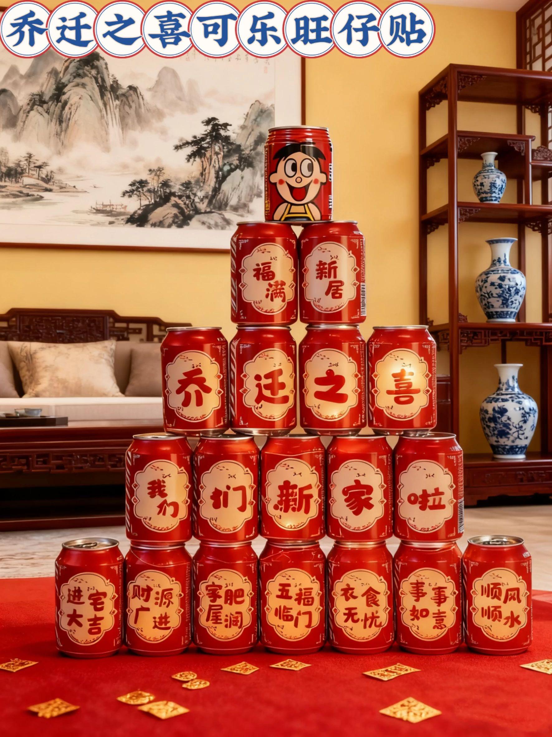 2025乔迁之喜可乐旺仔贴纸新居装饰入宅礼物搬家礼品#家有喜事 #家居好物 #搬家仪式感 #可乐旺仔贴纸