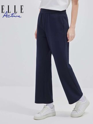 ELLE Active新款百搭长裤女款直筒裤休闲运动纯色松紧腰显瘦裤子