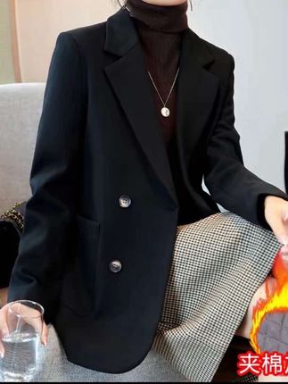 加棉西装外套,秋冬季显瘦高级感黑色毛呢高档夹棉加厚小个子西服 #西装上衣 #西装外套 #端庄大气 #气质优雅 #谁穿谁好看