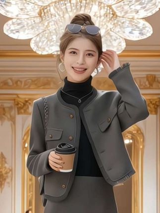 法式小香风高级感加棉保暖半身裙两件套#轻奢女装 #时尚套装 #精致穿搭 #半身裙套装 #高级感穿搭