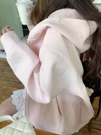 【赠送发箍】甜心Kitty”韩系kitty刺绣高克重版卫衣连帽开衫外套#连帽卫衣 #卫衣女 #卫衣外套 #外套女 #甜美穿搭