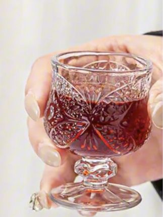 自由家蝴蝶高脚酒杯#复古烈酒杯#加厚无铅玻璃杯#小高脚杯子