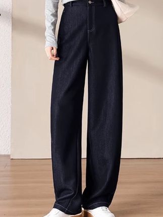 早秋新款不易褪色阔腿牛仔裤女款小个子梨形身材显瘦弯刀裤子#弯刀裤 #牛仔裤搭配 #裤子穿搭 #今日分享 #每日穿搭