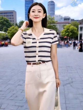 新款冰丝POLO领口袋刺绣短袖上衣,修腰显瘦。