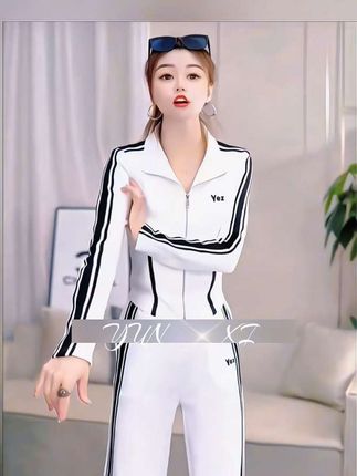 欧货休闲运动服套装女2025春秋新款韩版立领拉链卫衣阔腿裤两件套#春秋穿搭 #时尚气质穿搭 #高级感穿搭 #运动套装穿搭