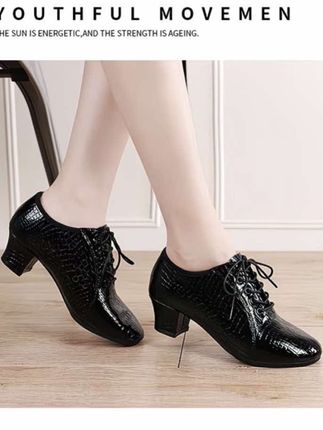 果果不不吉特巴舞蹈鞋伦巴舞软底黑色粗跟跳舞鞋教师鞋交谊舞鞋#好鞋推荐 #舞蹈鞋