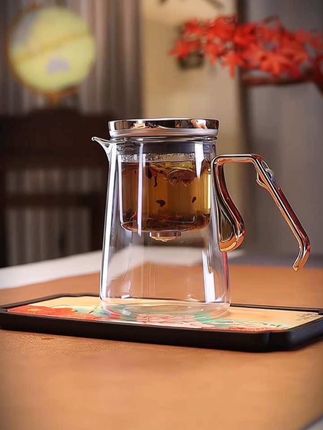 顶壶飘逸杯一键茶水分离泡茶壶 无杆磁吸玻璃飘逸壶 高端办公泡茶杯#茶水分离泡茶壶#玻璃茶具