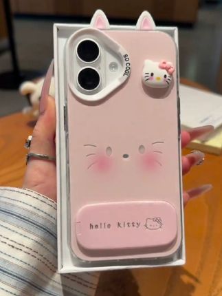 欧克里里粉KT表情耳朵支架适用苹果16手机壳华为p70vivoppo小米15
