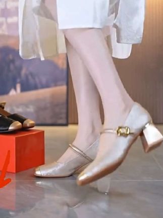 【花晨月夕】5CM软底皮粗跟鞋女方头一字带玛丽珍百搭新中式单鞋#软底软面穿上超舒服 #优雅气质 #时尚搭配 #谁穿谁好看