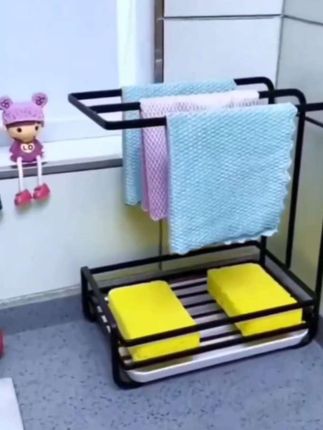 抹布架厨房置物架壁挂台式两用抹布沥 水架收纳神器厨房用品#抹布置物架# 置物架抹布收纳架抹布置物架沥水架 #厨房好物#