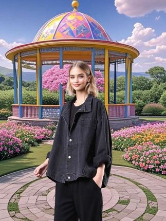 牛仔外套宽松女上衣春秋短款时尚休闲百搭复古韩版牛仔衣夹克#外套穿搭 #休闲百搭 #春秋新款 #牛仔穿搭 #牛仔外套