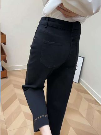 秋季新款窄版直筒牛仔裤女微胖妹妹MM大码宽松显瘦拼接刺绣阔腿裤#牛仔裤搭配 #牛仔裤天花板 #牛仔裤 #穿出高级感 #穿出自己的风格