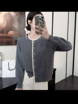 新款小香风蕾丝花边针织开衫毛衣外套洋气春秋打底衫女内搭针织衫#气质穿搭#高级感穿搭#谁穿谁好看#显瘦穿搭#时尚穿搭