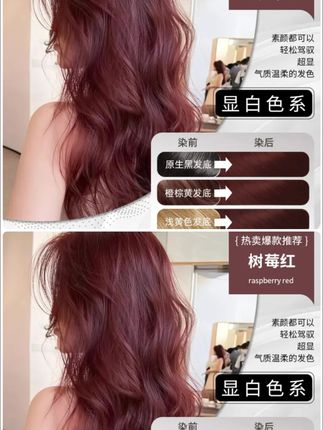 【买一送一】树莓红染发剂膏免漂海王浆果酒红色不刺激显白女okcss#免漂发色#树莓红发色 #显白发色