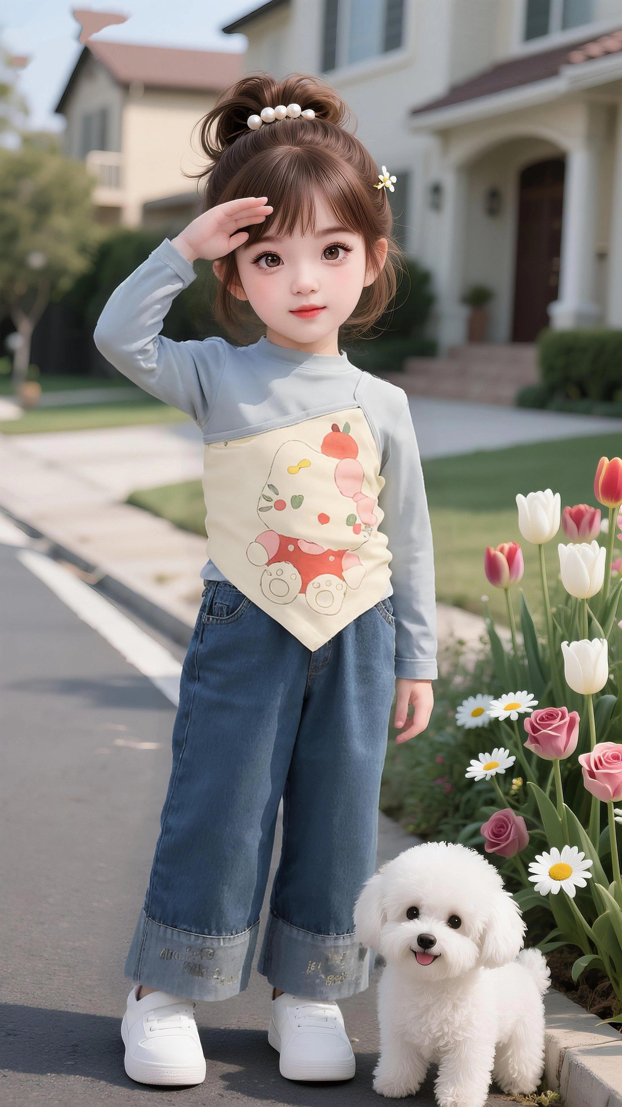 女宝春装太绝了!Hello Kitty 。“宝妈们快看这套女宝春装!软萌的Hello Kitty印花上衣,搭配阔腿牛仔,舒适度颜值双在线~ 小宝贝穿上活力满满,不管是牵小狗散步,还是拿着郁金香凹造型,都像从童话里走出来的公主! 面料亲肤透气,春天穿刚刚好,女宝穿搭选它,回头率直接拉满~ #女童装 #春装新款 #HelloKitty童装 #萌娃穿搭 #宝宝穿搭