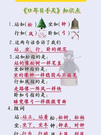 一年级语文《口耳目手足》知识点#一年级 #课堂笔记 #一年级语文 #知识点总结 #预习