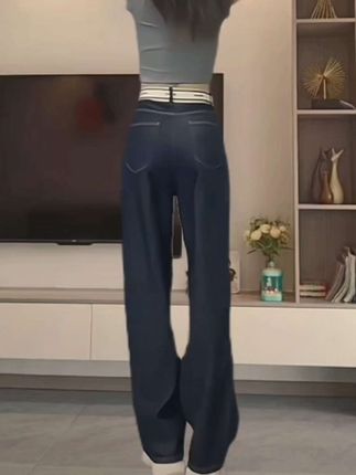 【木木夕】深蓝冰丝直筒牛仔裤女夏季天丝莱赛尔拼接垂感阔腿拖地裤#直筒牛仔裤薄款 #天丝菜赛尔直筒裤 #时尚潮流女装推荐 #百搭休闲显瘦修身 #休闲显瘦宽松版型 @抖音小助手 @DOU+小助手 @DOU+上热门