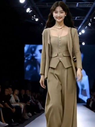 大码女装新款气质休闲开衫+修身抹胸吊带+阔腿裤三件套#女性穿搭 #优雅气质 #服饰穿搭 #穿出自己的风格 #说好的随便穿穿去看秀