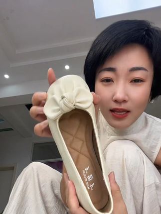 #强烈推荐 平底百搭轻便软底软面蝴蝶结女士单鞋浅口圆头奶奶鞋休闲时尚