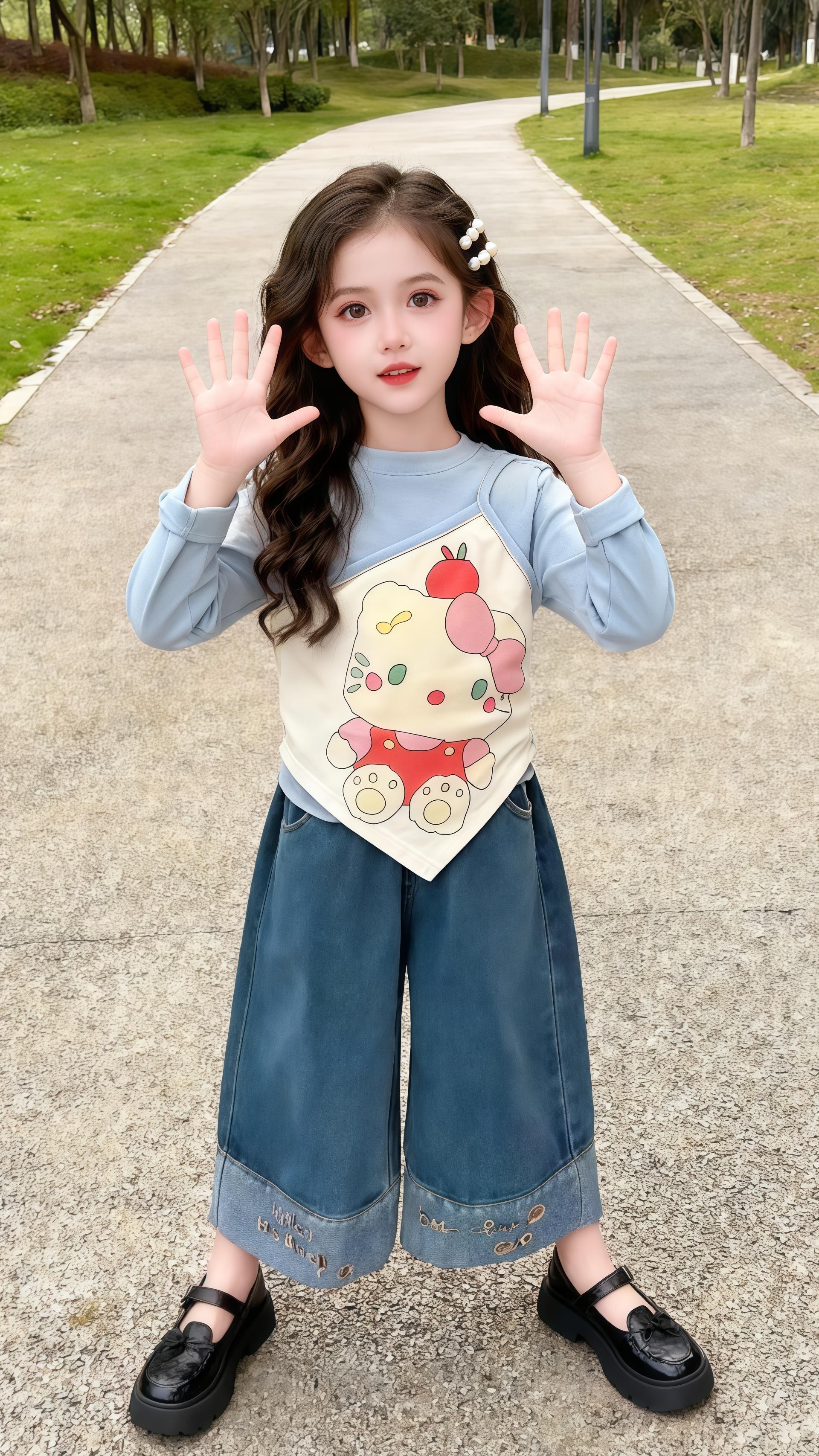 2025女童秋季新款套装|甜酷猫咪控女宝穿搭太戳心啦✨ 谁能拒绝把猫咪穿在身上的女宝套装啊!假两件上衣设计层次感拉满,萌趣猫咪图案活泼又吸睛,搭配牛仔宽松阔腿裤,舒适自在还藏肉,甜酷风格一键切换~ 早秋不知道给娃穿啥的宝妈看过来,这套既满足女宝的可爱心,又能穿出小潮娃的范儿,一整套搭配直接美到心坎里,早秋穿搭公式这不就有了嘛~ #早秋贵气感穿搭 #女童甜酷穿搭 #初秋一周不重样穿搭 #女宝秋季套装推荐 #萌娃穿搭@抖加🔥上热门🔥dou+🔥热点宝