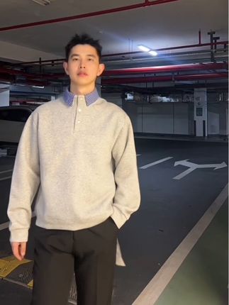 假两件卫衣。千鸟格领子#男友穿搭 #外套分享 #男装穿搭 #男装搭配 #男士穿搭