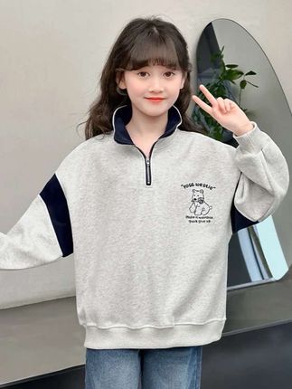 巨巨巨洋气的韩版学院风卫衣,面料柔软舒适 宽松版型不挑人,上学穿太舒服了!!#卫衣 #女童穿搭 #高品质童装#秋季穿搭 #学院风穿搭