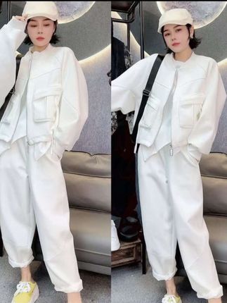 时尚轻奢风秋季蝙蝠袖女短外套运动洋气宽松显瘦套装9389-9039#时尚穿搭时尚穿搭时尚 #辣妹穿搭大赏 #时尚搭配服装 #今日穿搭 #街拍小姐姐穿搭秀