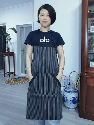 #围裙 #纯棉吊带可调节条纹围裙#舒适透气#防污耐磨#时尚简约工作服