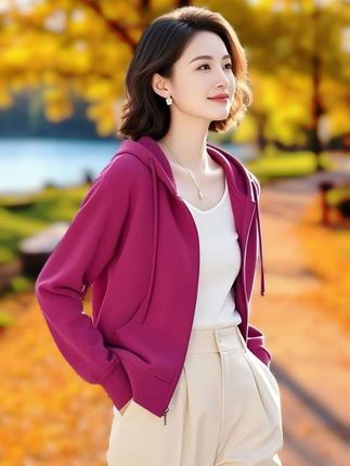 #春秋穿搭 #休闲连帽外套#卫衣外套 #百搭休闲外套 #连帽卫衣外套女