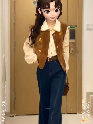 #韩系穿搭 港风复古衬衫牛仔马甲三件套女2025春秋新款宽松设计感时尚套装#今天穿什么 #高级感穿搭 #通勤搭配 #早秋穿搭