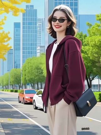 #穿搭#时尚女装#女装休闲韩版连帽长袖外套#减龄穿搭#上热门