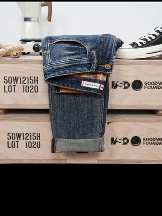 秋季新款经典刺绣牛仔裤水洗蓝色微弹修身小直筒舒适百搭男装#秋季新款刺绣牛仔裤男士#越穿越好看#