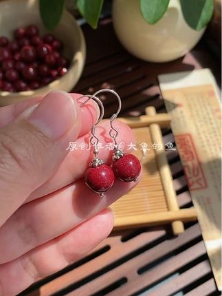 #国风耳坠#含辰砂工艺品 正品#紫金砂耳钉 #本命年必备首饰推荐 #气质耳环耳坠耳钩