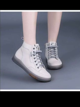 高帮鞋2025新款春秋女鞋马丁靴真皮软底小白鞋百搭平底百搭短靴#女鞋