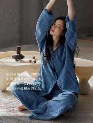 长袖长裤睡衣女士春秋季新款休闲慵懒风可外穿家居服#慵懒风穿搭 #家居服#睡衣#睡衣家居服 #可外穿睡衣 #睡衣