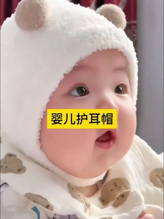 婴儿术帽子秋冬超萌宝宝包头帽新生儿可爱护耳帽冬天保暖毛绒帽#婴儿护耳帽#宝宝帽子#母婴好物