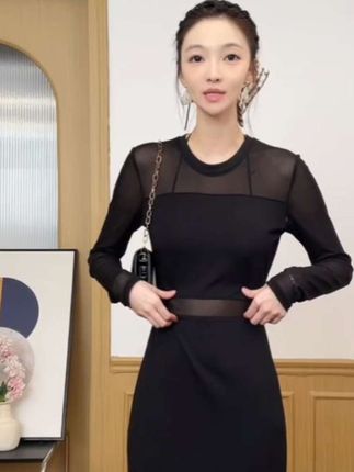 张阿星【腰精玩家】优雅热辣薄纱显瘦中长轻礼服连衣裙 W425Q06846#好物分享🔥 #精致女人必备#时尚潮流穿搭#洋气减龄#美出高级感