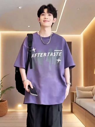 #青少年冰丝短袖t恤 2025新款宽松五分袖冰丝短袖 t 恤男夏季青少年休闲半袖T恤#夏季穿搭 #男生穿搭 #百搭t恤 #谁穿谁帅气