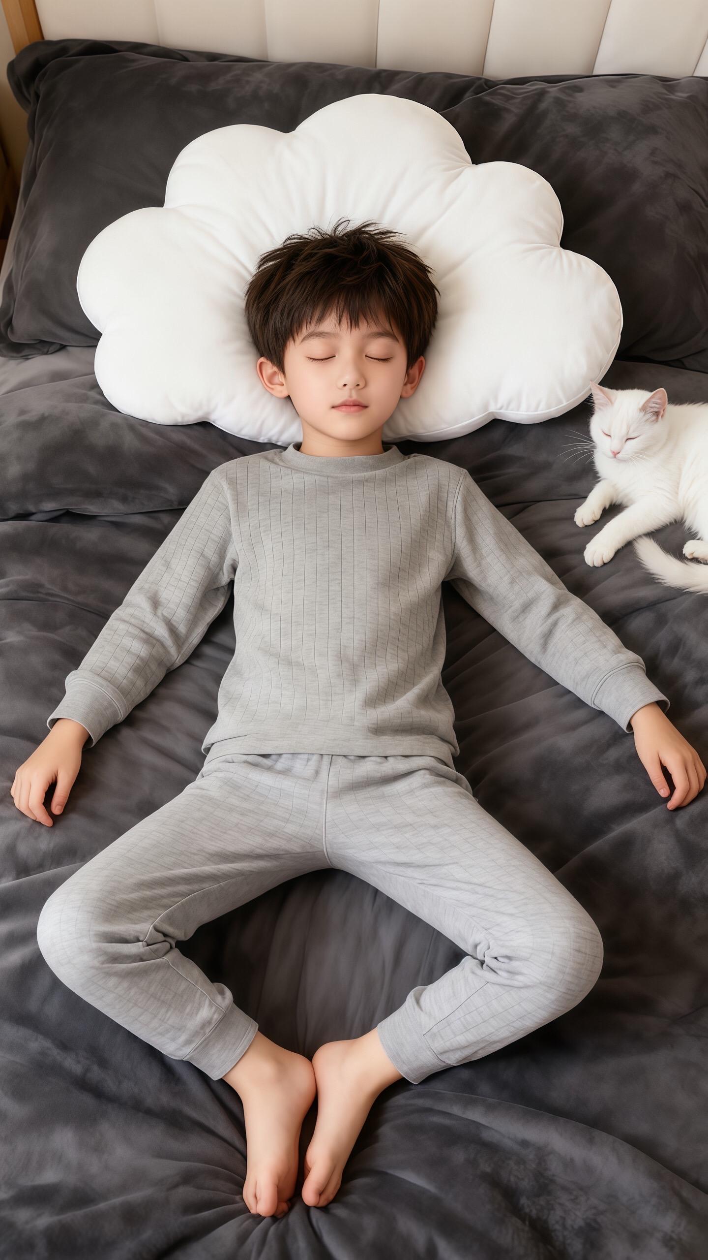 总说男孩是“小皮猴”,可睡前看他蜷在深灰床品里,闭着眼蹙着小眉头,小手还轻轻搭在旁边的小白猫身上,瞬间被治愈。那些追跑打闹的疲惫、闯祸后的无奈,都抵不过他熟睡时软乎乎的模样。我的小男子汉,愿你永远能在梦里,做个无忧无虑的小宝贝~#男宝穿搭 #宝妈情感共鸣 #儿童家居服 #男宝 #宝妈 @抖加🔥上热门🔥dou+🔥热点宝