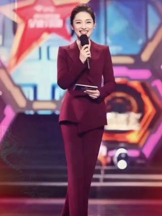 酒红色高端职业装西装套装女秋冬艺考主持人正装气质司仪演讲礼服 #礼服#主持#西装#套装#职业装