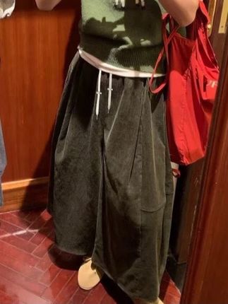 孕妇阔腿裤外穿秋冬季八分裤抽绳美式时髦休闲百搭抽绳设计感裤子#出游穿搭 #慵懒风穿搭 #皮衣搭配 #大码穿搭 #复古穿搭