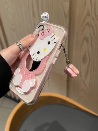 KT镜子手机壳  这也太方便了吧  好朋友  请给我安排这个  谢谢#手机壳 #防摔手机壳 #也太可爱了吧 #颜值高 #粉色控