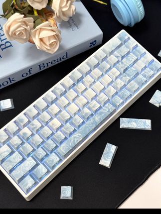 好干净的蓝玫瑰🦋🦋🦋 #游戏外设 #键帽 #透光键帽 #侧刻键帽 #迈从