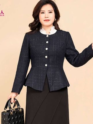 月伴夫人2025春秋新款大码小香风气质收腰通勤外套显瘦半裙76065#小香风#小香风外套#早秋新款#大码女装直播间#外套女