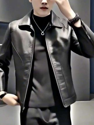 春秋季皮衣男士机车皮外套时尚潮流痞帅男装潮牌上衣男#时尚穿搭 #男士皮衣外套@DOU+小助手